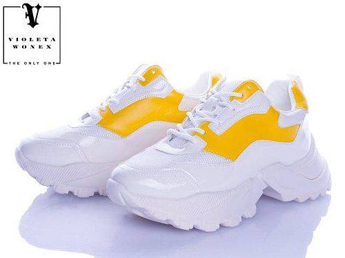 Кроссовки Violeta 166-12 white-yellow оптом в магазине Violeta-Wonex